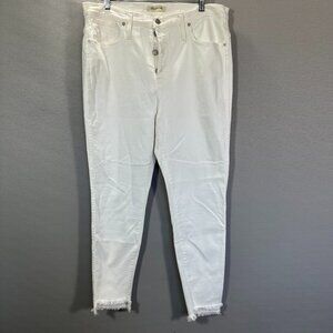 Madewell Jeans Womens 33 High Rise Skinny White Cotton Stretch Pockets Raw Hem